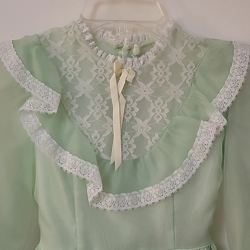 Vtg 1960s MARTHA'S MINIATURES Chiffon Lace Bow Tie Pageant Lolita Easter Dress